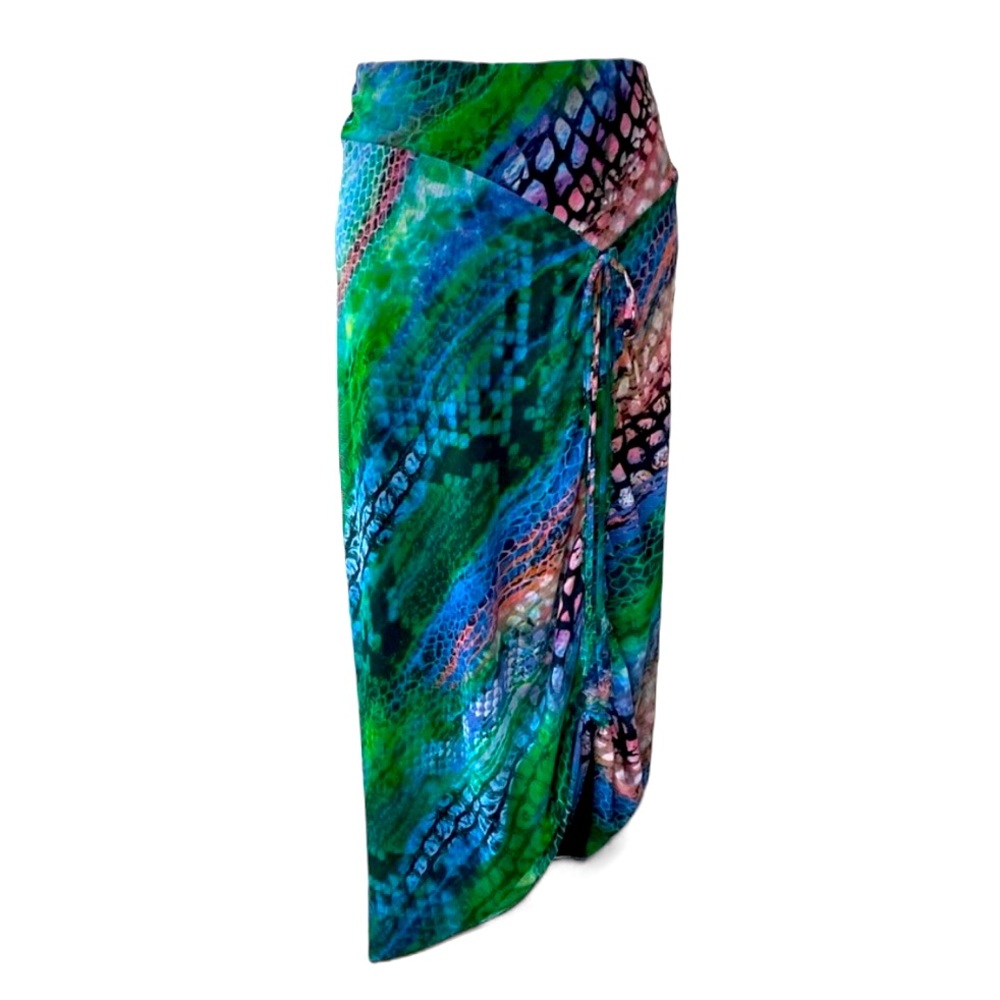 Vintage Y2K Mesmerize Emerald Green Low Rise Stretch Mesh Maxi Skirt Sz S